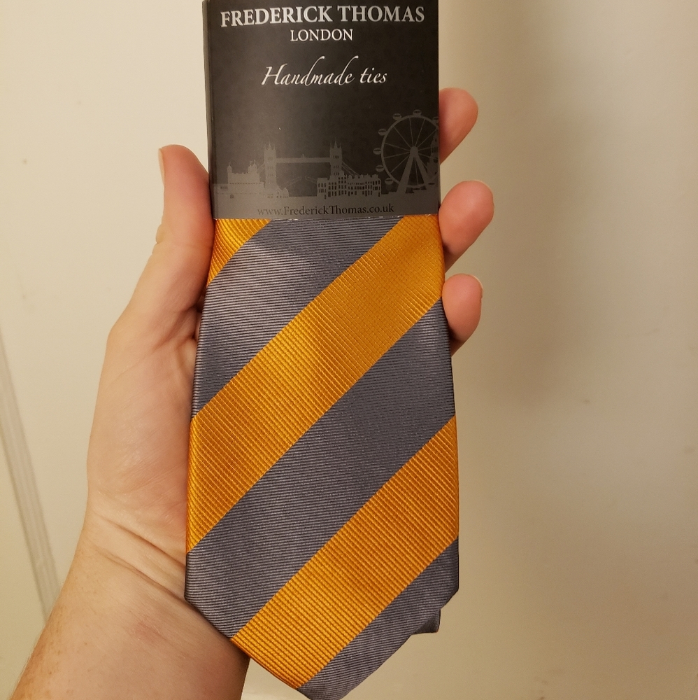 Gold and grey Fredrick Thomas Handmade Tie